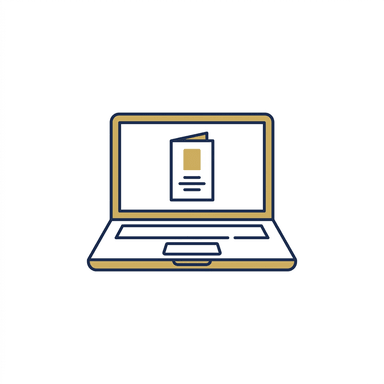Laptop showing a memorial prayer card design preview