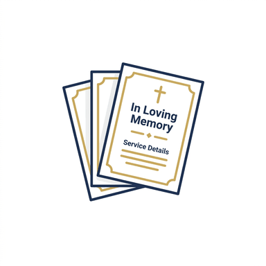 Stack of printed memorial prayer cards